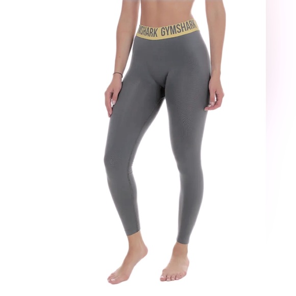 Gymshark Fit Leggings Charcoal / Yellow Size Medium NWT - Picture 6 of 8